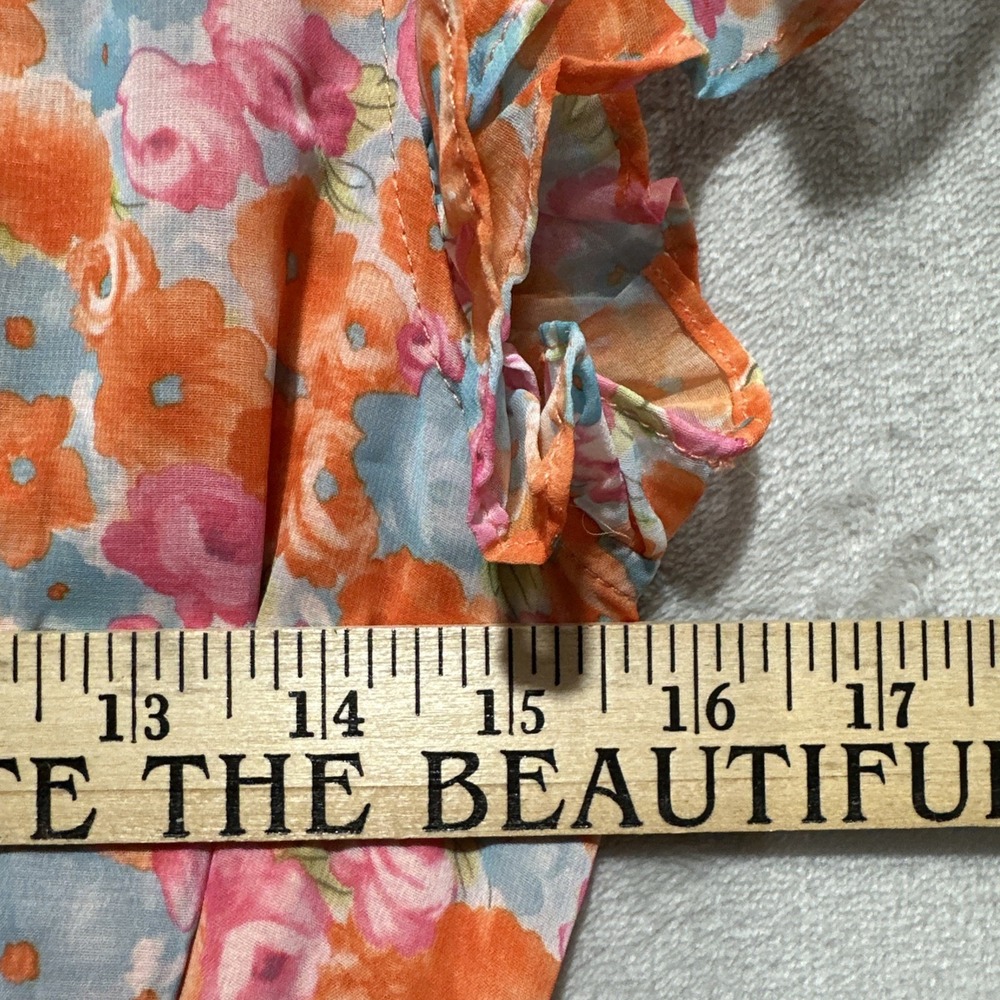 RESET BY Jane Mini Dress Women's S Orange Ruffle Floral Print Elastic Waist - Picture 8 of 9